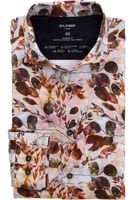 OLYMP Luxor 24/Seven Modern Fit Jersey shirt rood-oranje, Bloemen