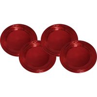 Set van 4x stuks kerstdiner onderborden rond rood glimmend 33 cm - thumbnail