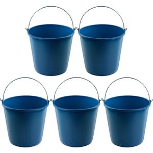 5x Blauwe schoonmaakemmers/huishoudemmers 16 liter 32 x 28 cm