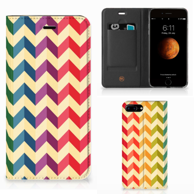Apple iPhone 7 Plus | 8 Plus Hoesje met Magneet Zigzag Multi Color