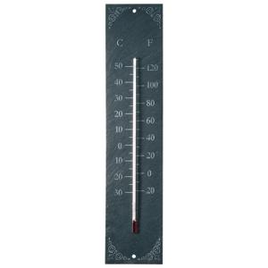 Binnen/buiten thermometer van leisteen - 45 cm - Buitenthermometers   -