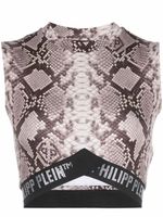 Philipp Plein débardeur crop à imprimé peau de serpent - Marron - thumbnail