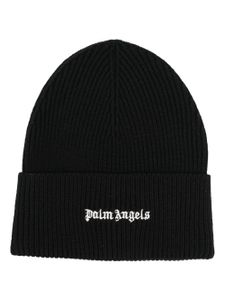 Palm Angels bonnet nervuré à logo brodé - Noir