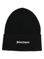 Palm Angels bonnet nervuré à logo brodé - Noir - thumbnail