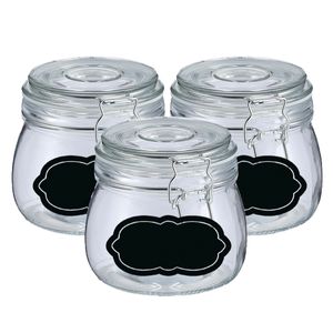 Weckpot/inmaakpot - 6x - 500 ml - glas - met beugelsluiting - incl. etiketten