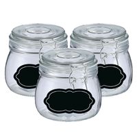 Weckpot/inmaakpot - 6x - 500 ml - glas - met beugelsluiting - incl. etiketten - thumbnail