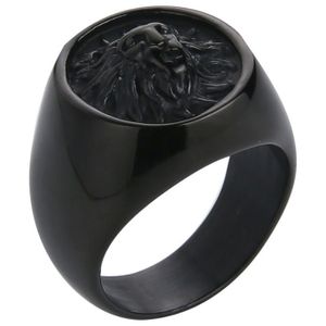 Mendes heren ring Leeuw Edelstaal Zwart-17mm