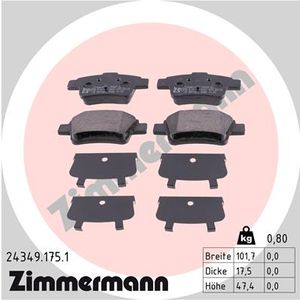 Remblokkenset, schijfrem ZIMMERMANN, u.a. fÃ¼r Abarth, Fiat, Opel