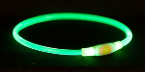 TRIXIE HALSBAND USB FLASH LIGHT LICHTGEVEND OPLAADBAAR GROEN 65X0,8 CM