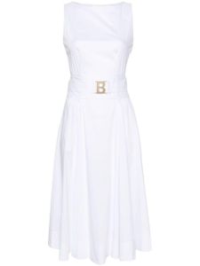 Blugirl robe mi-longue évasée à taille ceinturée - Blanc