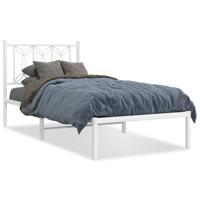 Bedframe met hoofdbord metaal wit 90x200 cm