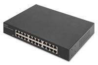 DIGITUS DN-80113-2 - 24-poorts Gigabit netwerkswitch - onbeheerd - ventilatorloos - VLAN modus - DIP switch - 10/100/1000 Mbit/s - incl. 19” montagebeugels - zwart