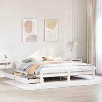 vidaXL Bedframe zonder matras massief grenenhout wit 180x200 cm, bed, bed ombouw, twijfelaar bed, bedbodem, slaapkamermeubel, 2 persoonsbed