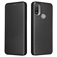 Motorola Moto E20 Flip Case - Koolstofvezel - Zwart