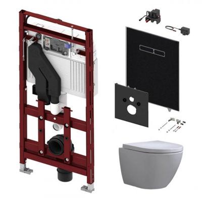 Tece 400 Toiletset met Geurafzuiging - Inbouw WC Hangtoilet Wandcloset Shorty Rimfree - Elektronische sen-Touch Bedieningsplaat Zwart Tece 400 Toiletset met Geurafzuiging - Inbouw WC Hangtoilet Wandcloset Shorty Rimfree - Elektronische sen-Touch Bedieningsplaat Zwart
