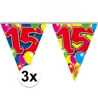 3x Leeftijd slingers 15 jaar 10 meter - thumbnail