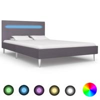 vidaXL Bedframe met LED stof grijs 120x200 cm