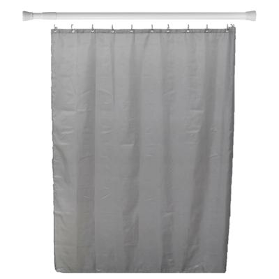 Douchegordijn en ophangstang - uitschuifbaar 70-120 cm - grijs - met ringen Douchegordijn en ophangstang - uitschuifbaar 70-120 cm - grijs - met ringen