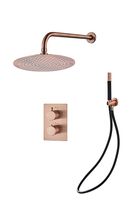 Saniclear Copper Pro inbouw regendouche met wandarm en 20cm hoofddouche geborsteld koper zwart