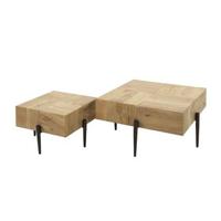 Giga Meubel - Salontafel Blocks Set van 2 Acaciahout Naturel Vierkant