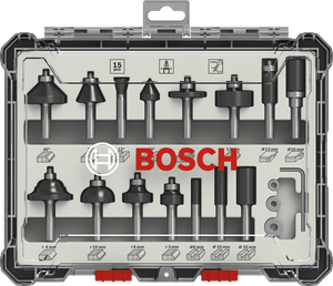 Bosch Accessoires 15-delige gemengde freesset - schachtdiameter 6 mm - 2607017471