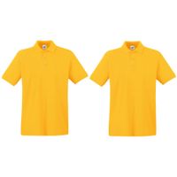 2-Pack maat 2XL geel poloshirt premium van katoen voor heren - thumbnail