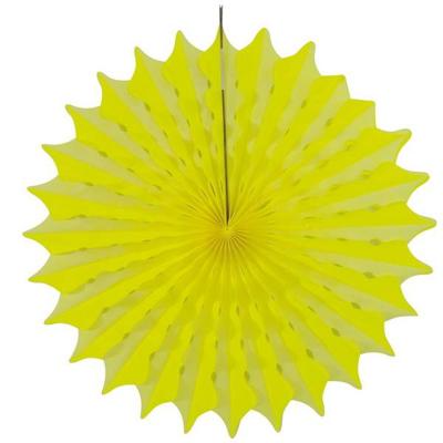 Honeycomb waaier 45cm neon geel