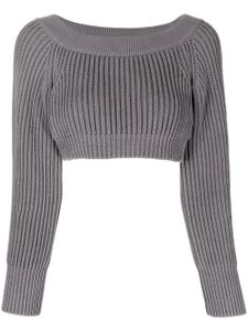 Alexander McQueen sweat crop en maille nervurée - Gris