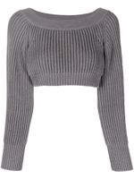 Alexander McQueen sweat crop en maille nervurée - Gris - thumbnail