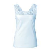 Kanten top van bio-katoen met elastaan, waterblauw 44