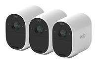 Arlo Essential draadloze WiFi-beveiligingscamera voor buiten, 1080p HD, 130˚ kleurennachtzicht, sirene, bewegingsdetectie, 2-weg audio, 6 mnd batterij, incl. proefp. Arlo Secure, 3 cam, wit