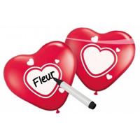 Beschrijfbare hartjes ballonnen 18x stuks - Ballonnen