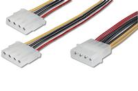 DIGITUS Interne Molex voedingskabel - 4-pins Molex male naar 2x 4-pins Molex female - Y-kabel - 0,2m - geschikt voor ventilatoren, harde schijven of optische drives