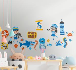 Stickers kinderkamer Piraat en zeeleven