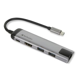 Verbatim 49141 interface hub USB 3.2 Gen 1 (3.1 Gen 1) Type-C 1000 Mbit/s Zwart, Zilver