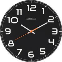 NeXtime NE-8817ZW Wandklok Dia. 30 X 3.5 Cm, Glas, Zwart, &apos;Classy Round&apos;