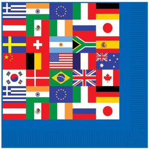 16x Internationaal thema print servetten 33 x 33 cm