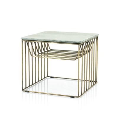 By-Boo Bijzettafel 'Caesar' 43 x 50cm, kleur Groen Marmer