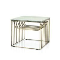 By-Boo Bijzettafel 'Caesar' 43 x 50cm, kleur Groen Marmer