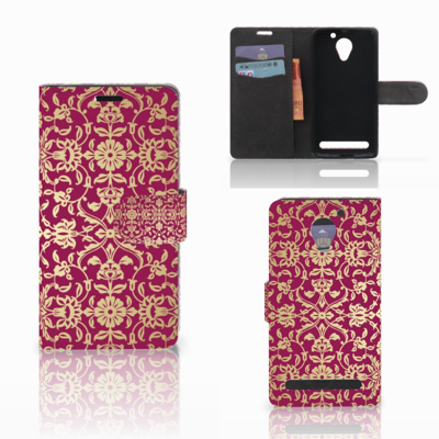 Wallet Case Lenovo C2 Power Barok Pink Wallet Case Lenovo C2 Power Barok Pink