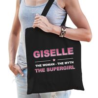 Naam cadeau tas Giselle - the supergirl zwart voor dames - thumbnail