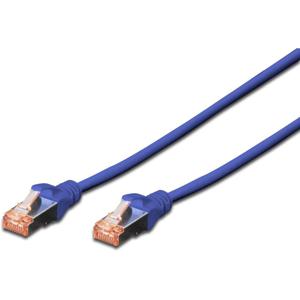 Digitus DK-1644-100/B RJ45 Netwerkkabel, patchkabel CAT 6 S/FTP 10.00 m Blauw Afscherming gevlochten, Halogeenvrij, Vlambestendig, Folie afscherming,