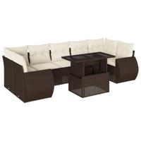 vidaXL 8-delige Loungeset met kussens poly rattan bruin