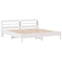 vidaXL Bedframe met hoofdbord massief grenenhout wit 200x200 cm, bed, slaapkamermeubel, houten bed, tweepersoonsbed, houten bedframe, bedbodem