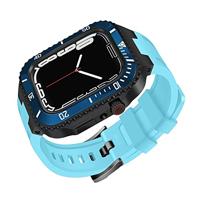 Stiraptie Keramiek bezel met siliconen band mod kit voor apple watch series 8 7 45mm, gemodificeerde set stalen cover met band voor iwatch 6 5 4 se 44 mm (kleur: UBU, maat: voor iwatch 8 7 45 mm)