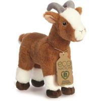 Pluche knuffeldier geit - bruin/wit - 27 cm - Boerderijdieren thema