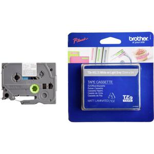 Brother TZe-MQL35 Labeltape mat Tapekleur: Lichtgrijs (mat) Tekstkleur: Wit 12 mm 5 m