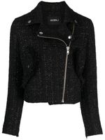 Goen.J veste de moto crop en tweed - Noir