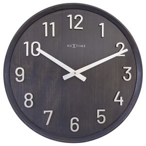 NeXtime NE-3284ZW Grote Wandklok - 50cm- Stille Klok - Walnoot - Zwart - "Precious"