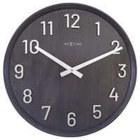 NeXtime NE-3284ZW Grote Wandklok - 50cm- Stille Klok - Walnoot - Zwart - "Precious"